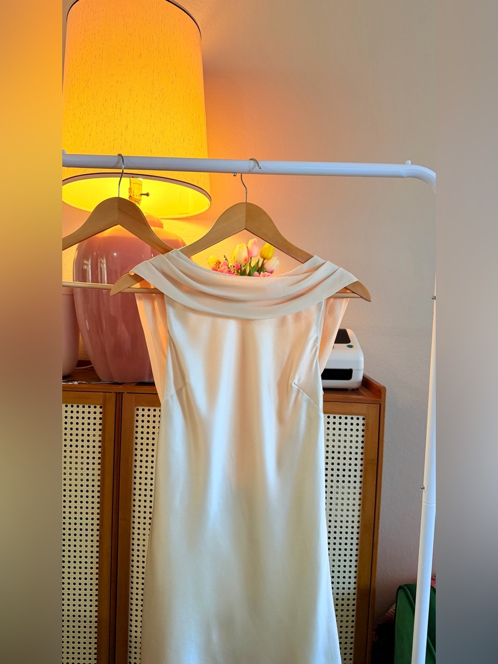 Reformation Jonelle Silk Dress In Almond, NWOT, NEVER WORN, NO FLAWS. - Picture 9 of 16